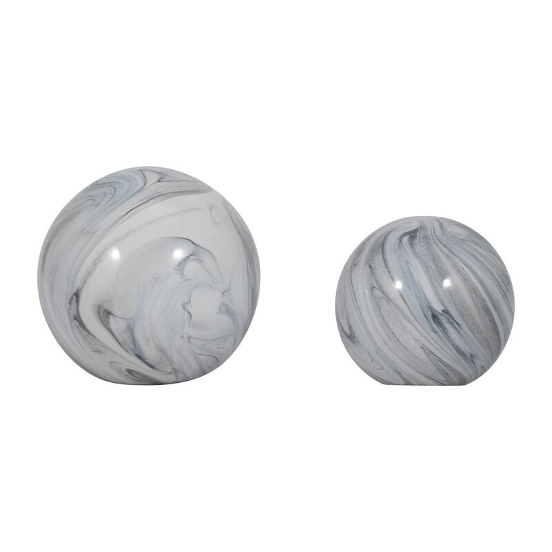 Sagebrook Home 5/6" Glass Orbs - A Timeless Addition to Home Decor Essentials, Set of 2 - 6" x 6" x 6"