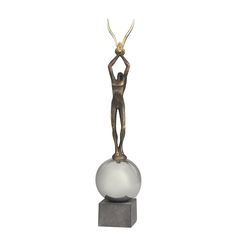 Polystone People Decorative Sculpture with Stainless Steel Accents - Silver - Roche River Decor - Silver