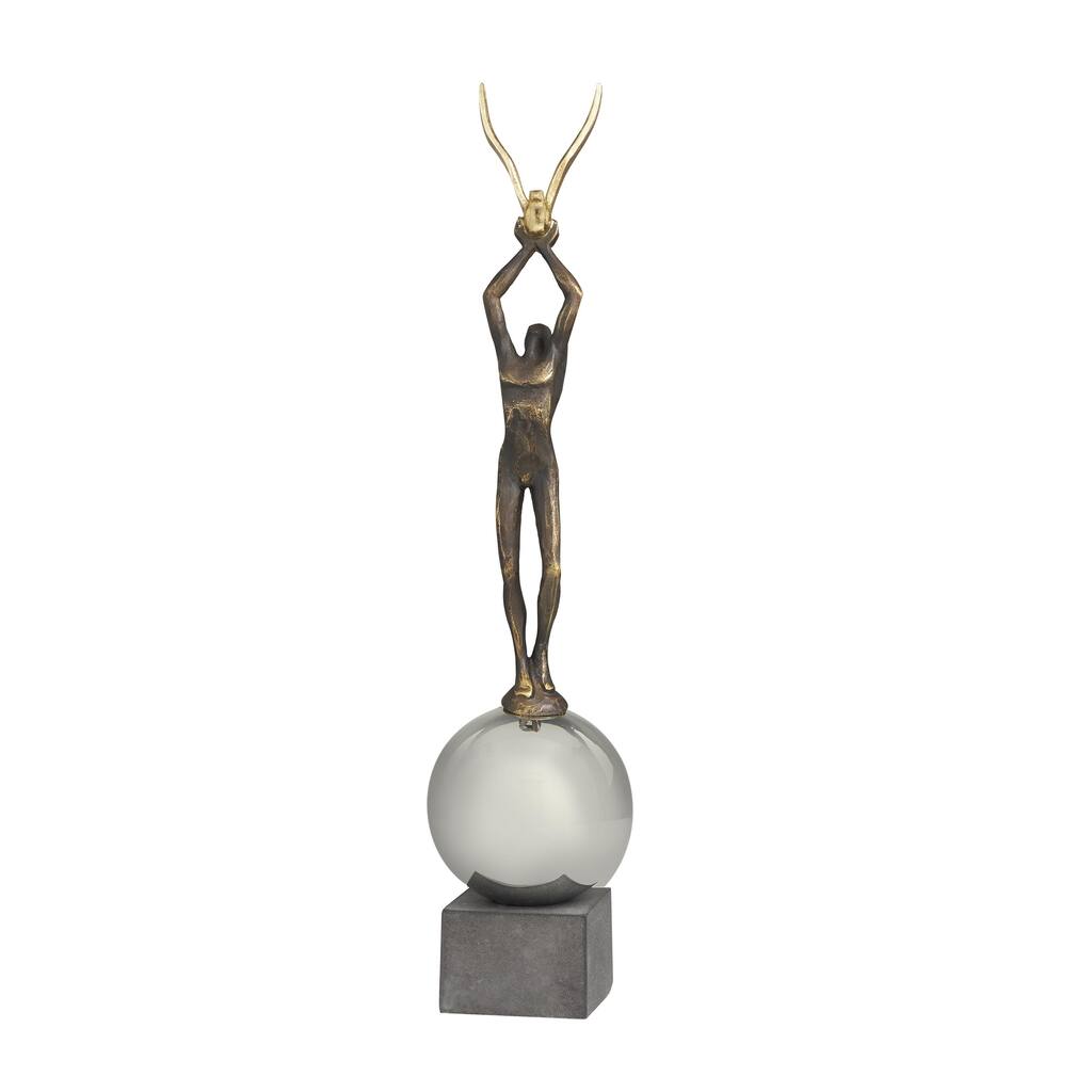 Polystone People Decorative Sculpture with Stainless Steel Accents - Silver - Roche River Decor