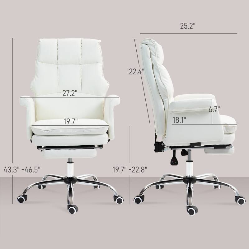 PU Leather Executive Office Chair with Footrest, Ergonomic High Back Computer Chair, Swivel Office Chair with Adjustable Height