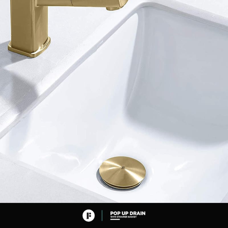 Fine Fixtures Pop Up Drain With Strainer Basket in Satin Nickel