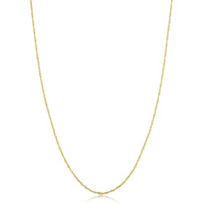 14k Yellow Gold Filled 1 mm Singapore Chain Pendant Necklace For Women (14 - 30 inches)