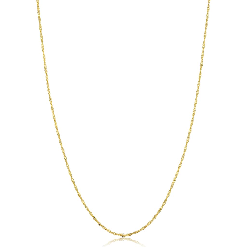 14k Yellow Gold Filled 1 mm Singapore Chain Pendant Necklace For Women (14 - 30 inches)