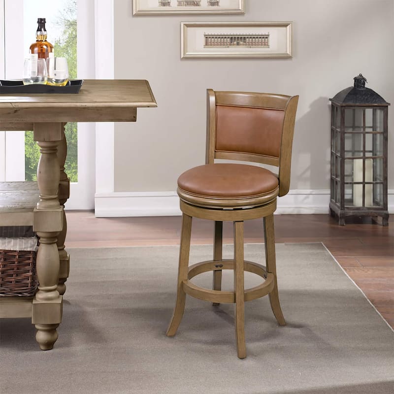 Augusta Wood Upholstered Swivel Counter Barstool - Distressed Sandrift