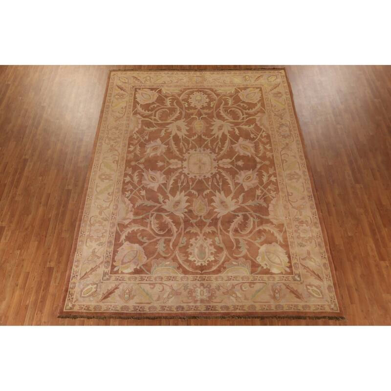 Traditional Floral Agra Indian Area Rug Handmade Wool Carpet - 9'3"x 12'4"