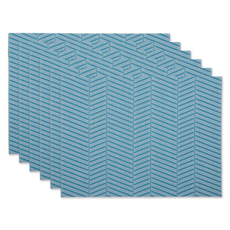 DII Antique Green Textured Twill Weave Placemat 6 Piece - Storm Blue