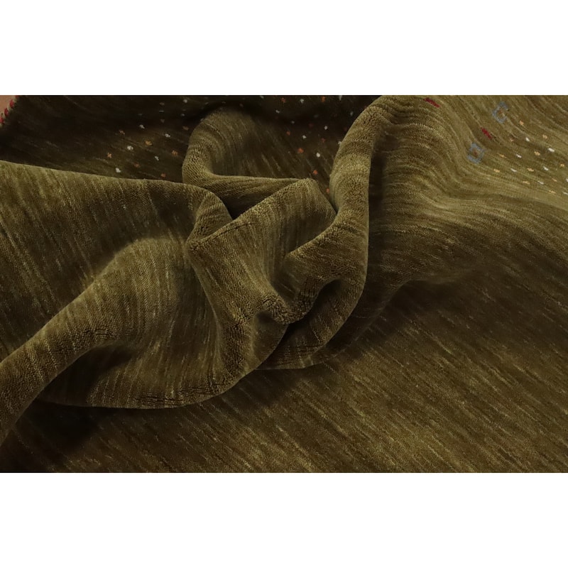 Hand Knotted Oriental 100% Wool Carpet Tribal Animal Pictorial Green Gabbeh Area Rug - 6' 0'' X 5' 10''