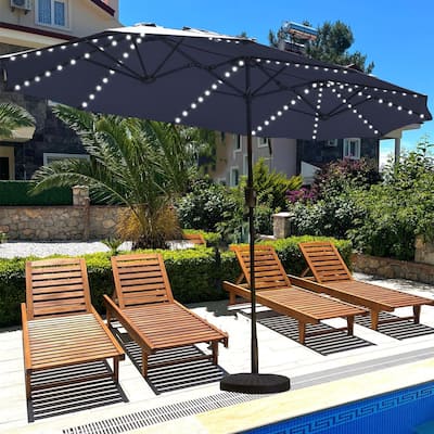 MAISON ARTS 13ft Double -Sided Crank Patio Umbrella Extra Large with LED Colorful Lights