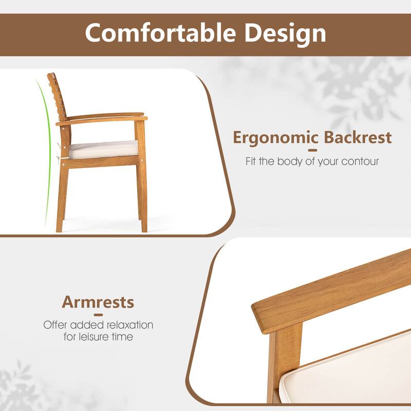 Costway Patio Dining Chairs Set of 2with Removable Padded Cushion