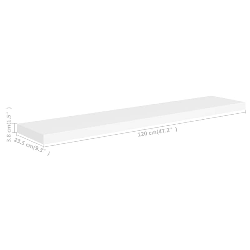 Gima Hanging Wall Shelf Set of 2, Honeycomb MDF, White, 47 Inch