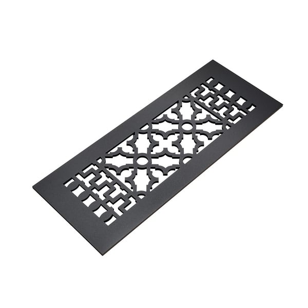 slide 2 of 6, Reggio Registers Scroll Series 12" x 12" Grille with Mounting Holes Black Aluminum