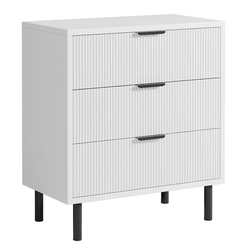 3/5/6 Drawer Fluted Dresser for Bedroom, Modern Wide Chest of Drawers with Metal Legs