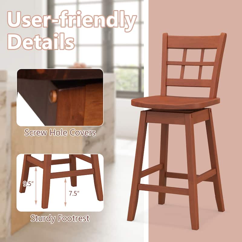 Gymax 2PCS 24.5 Inch Counter Height Bar Chairs Swivel Bar Stools w/
