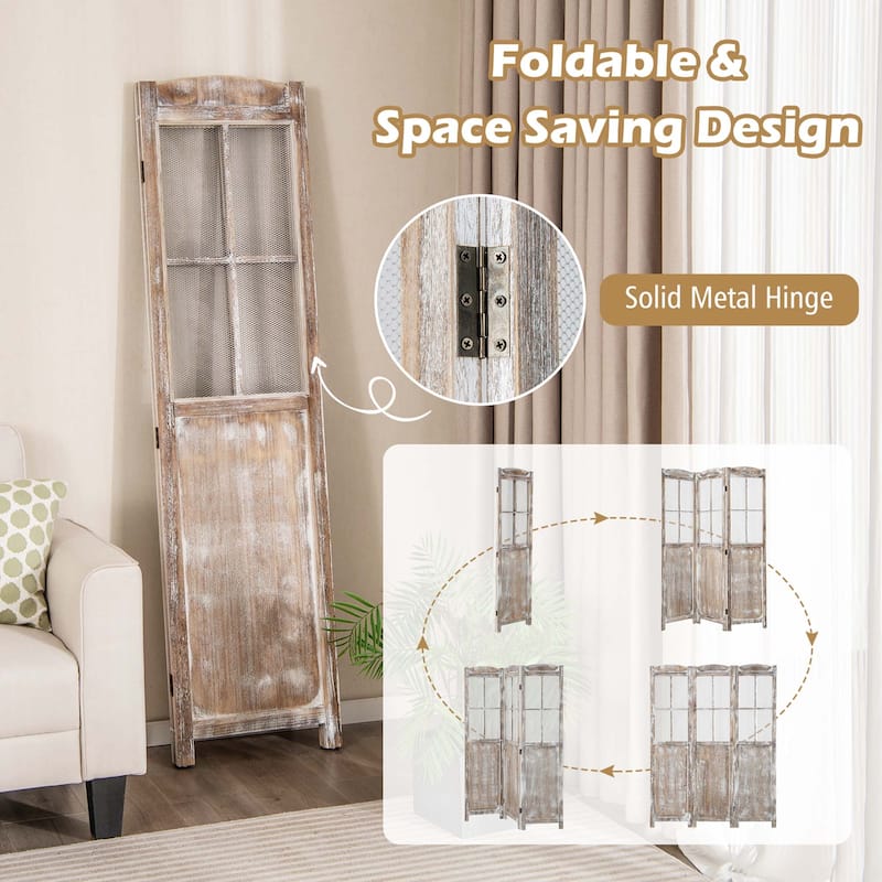 Costway 6FT Retro 3-Panel Room Divider Folding Privacy Screen - See Details
