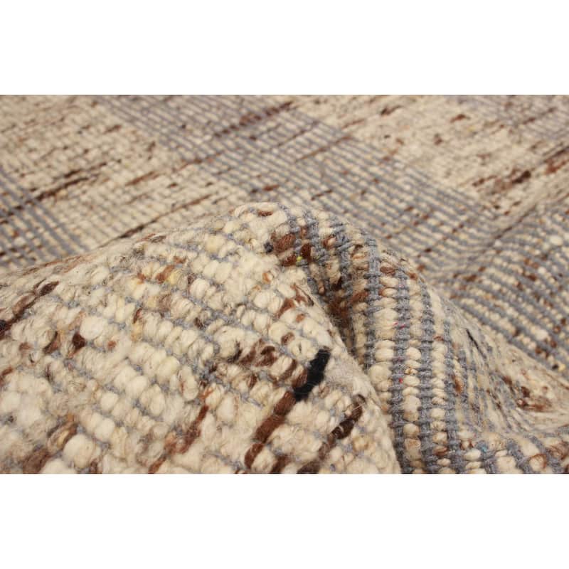 ECARPETGALLERY Braid weave Sienna Beige Wool Rug - 5'2 x 7'6