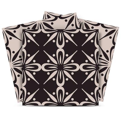 12" X 12" Gray and Black The Clover Peel and Stick Removable Tiles