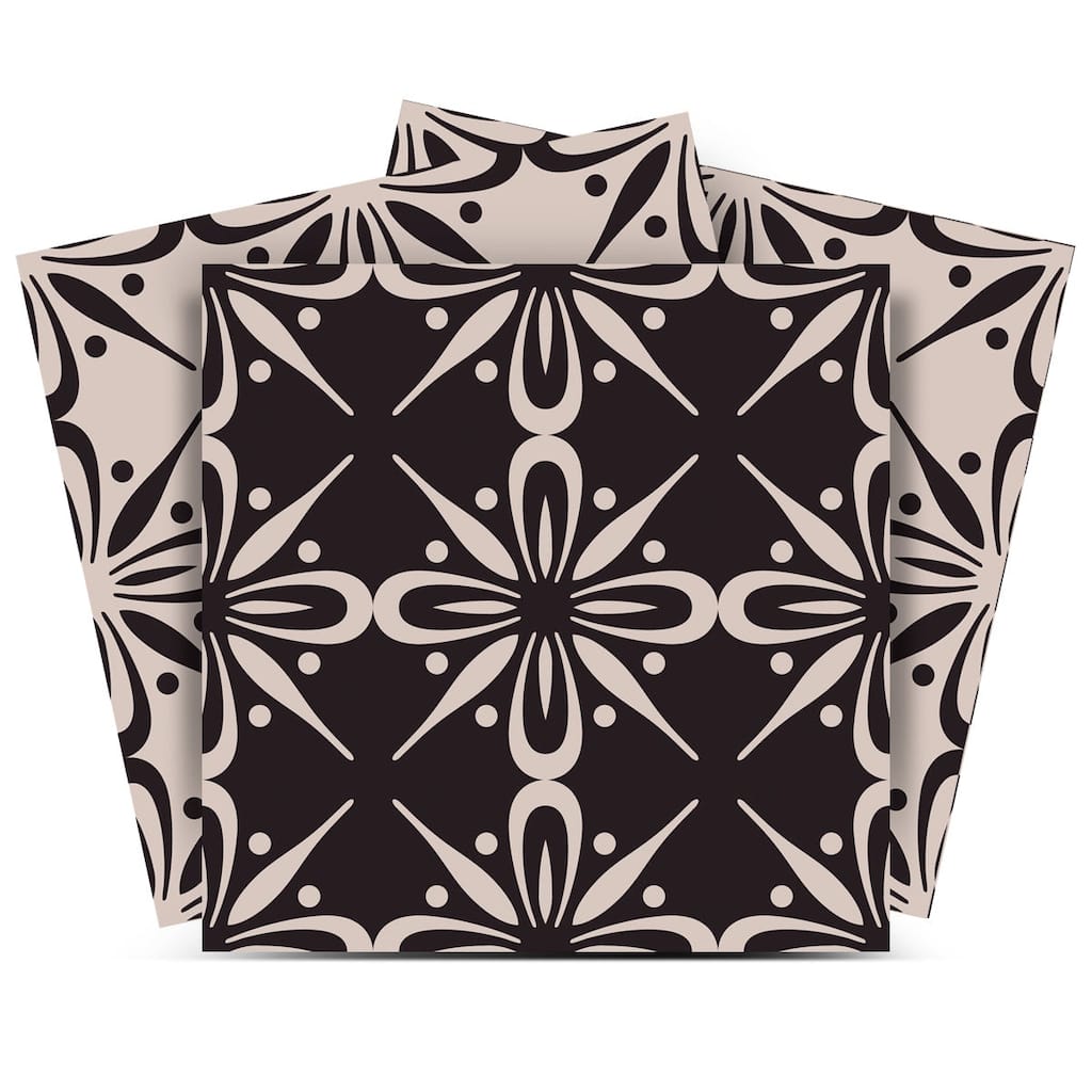 12" X 12" Gray and Black The Clover Peel and Stick Removable Tiles