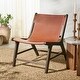preview thumbnail 2 of 37, SAFAVIEH COUTURE Alanarose Leather Accent Chair - 26"W x 33"D x 33"H Brown/Walnut