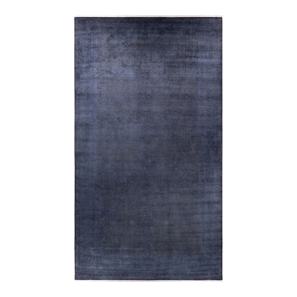 Overton Hand Knotted Wool Vintage Inspired Modern Contemporary Overdyed Gray Area Rug - 9' 2" x 16' 4"