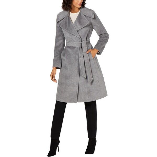 Calvin Klein Womens Notch-Collar Coat, grey, 10. Opens flyout.