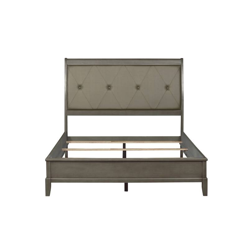 Christiane Gray Faux Leather Upholstered Tufted Bed