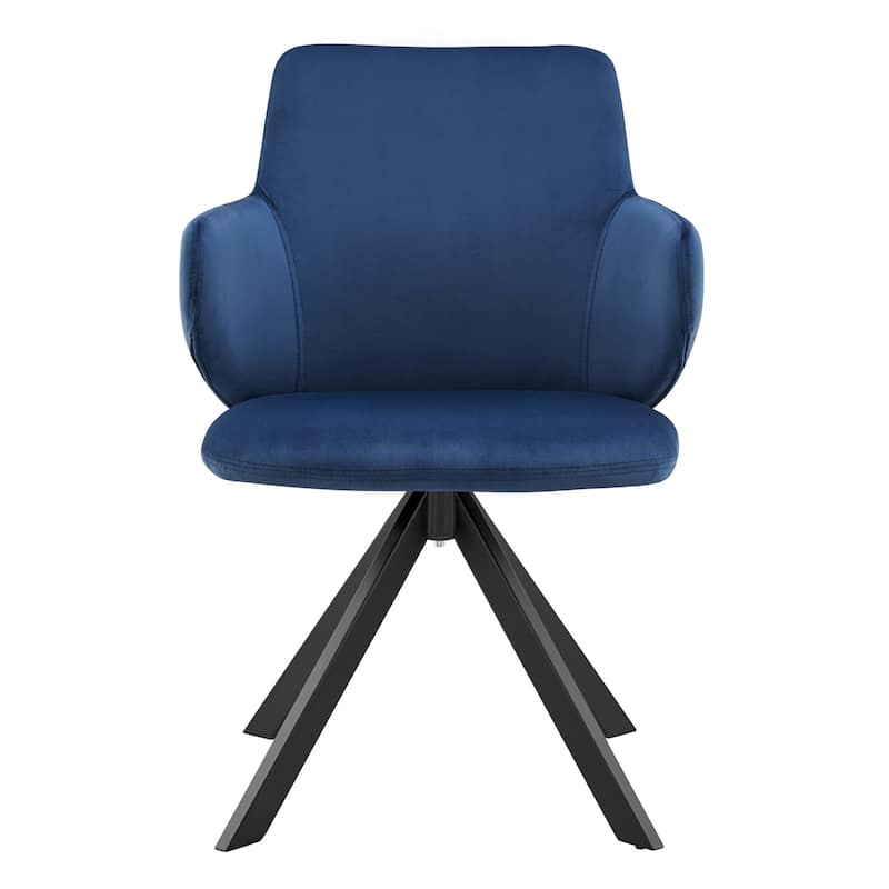 Velvet Swivel Dining Armchair with Black Steel Legs Modern Velvet Upholstered for Living Room - 33.47”H x 22.84”W x 24.02”D
