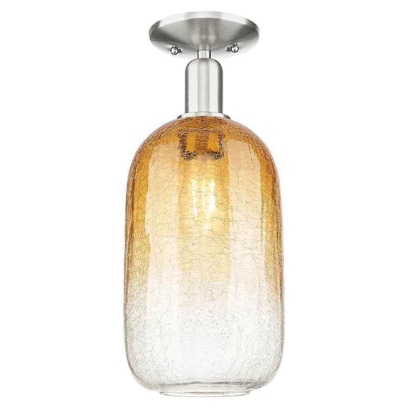 Innovations Lighting Downtown Urban - Brookhaven Cloche - 1 Light 7" Semi-Flush Mount Light - Amber Shade/Brushed Satin Nickel