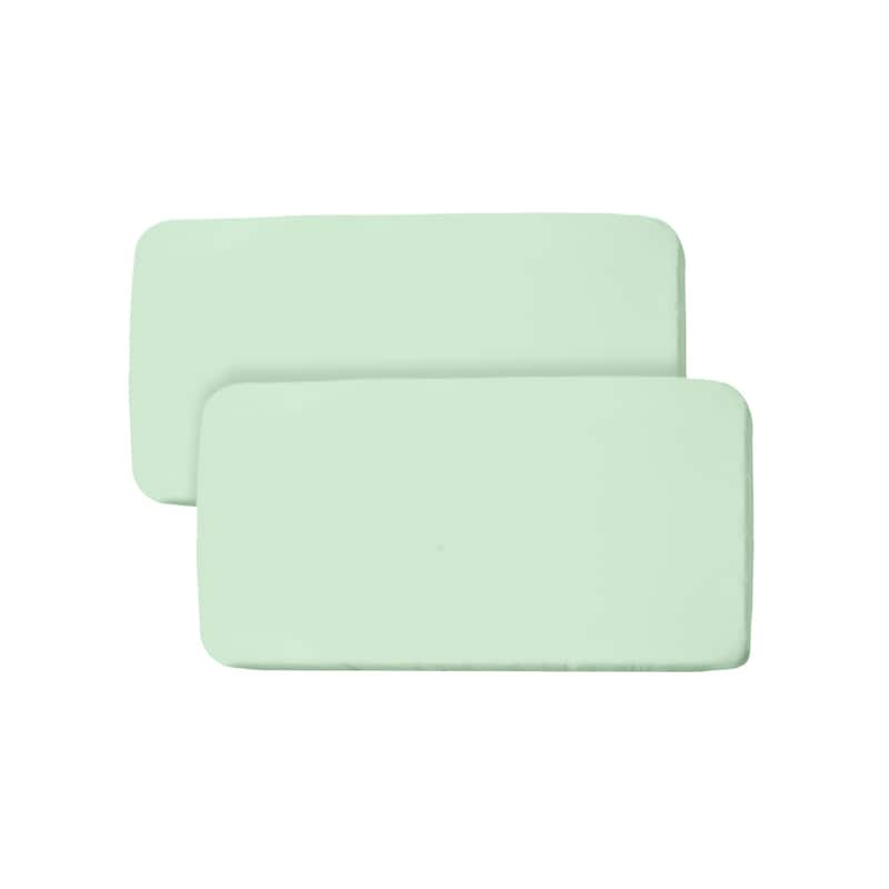 BreathableBaby All-in-One Fitted Sheet & Waterproof Cover for 33" x 15" Bassinet Mattress (2-Pack) - Mint Green