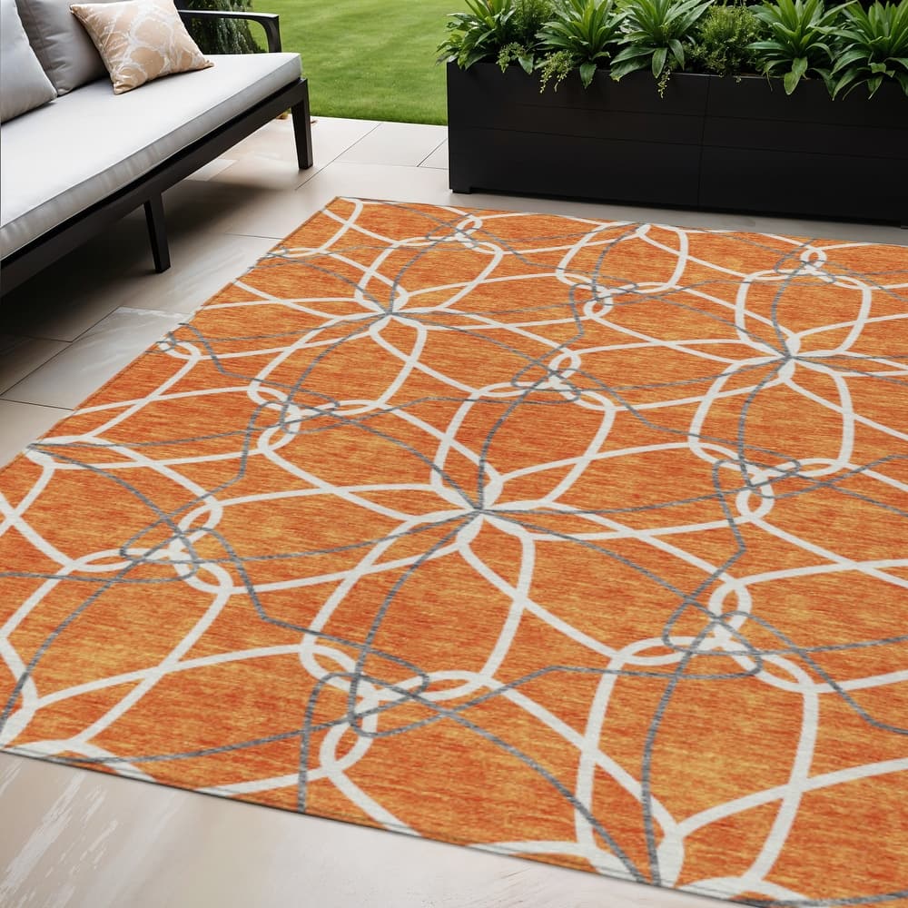 HomeRoots Geometric Modern Rectangle Outdoor Rug