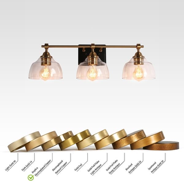 dimension image slide 3 of 4, Modern Farmhouse 1/3/4-Light Black Gold Bathroom Vanity Light Glass Wall Sconce