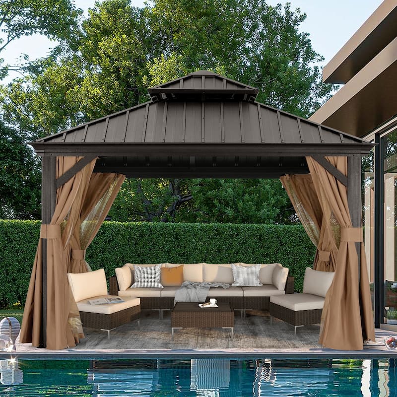 ABCCANOPY Outdoor Hardtop Gazebo with Galvanized Steel Double Roof
