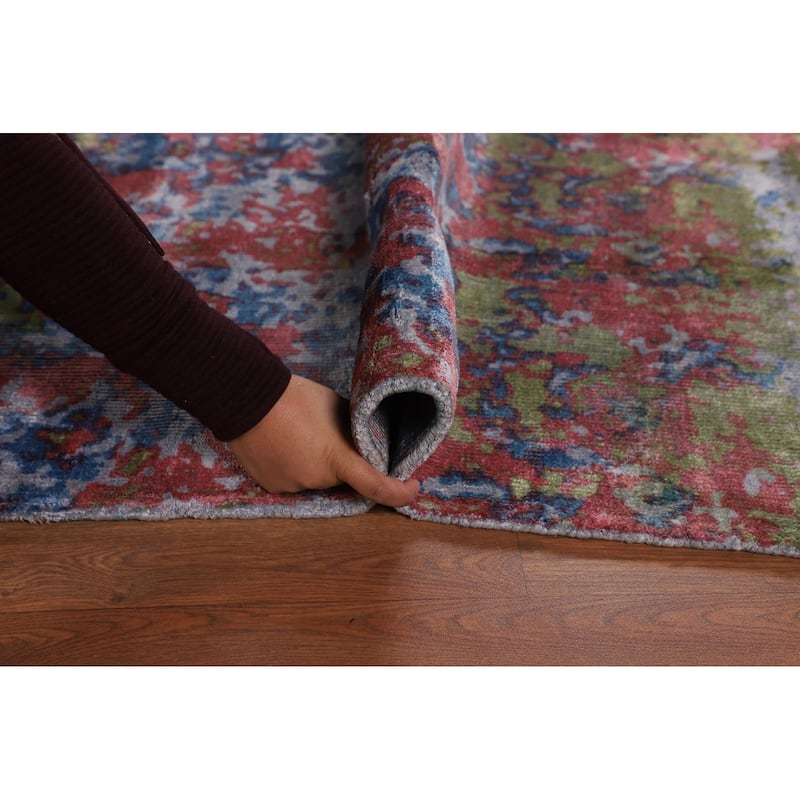 Multicolor Modern Abstract Area Rug Handmade Wool Carpet - 6'1" X 7'8"