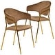 preview thumbnail 40 of 61, Set of 2 Bella Modern Leather or Velvet Upholstered Dining Chair with Gold Stainless Steel Legs for Home Office Kitchen Brown