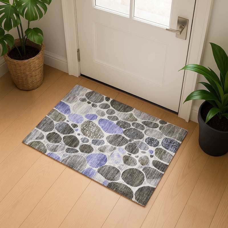 Premium Washable Super Soft Contemporary Cobble Mayfield Rug - Chocolate - 1'8" x 2'6"