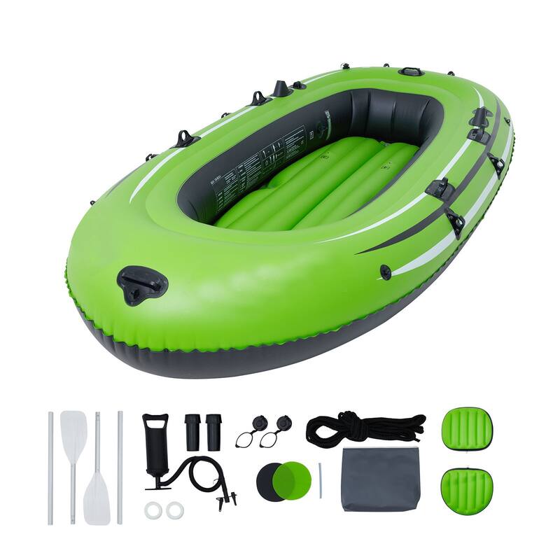 Inflatable Boat, Inflatable Fishing Boat, Strong PVC Portable Boat Raft Kayak, 45.6" Aluminum Oars, High-Output Pump