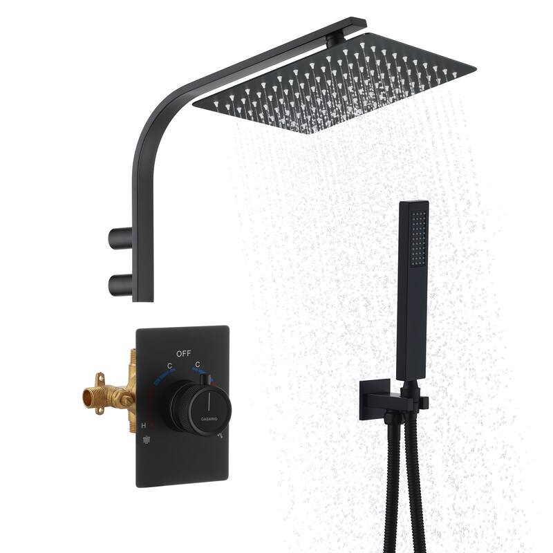 CASAINC Integrated 10 Inch Wall Mouted Shower Head 2 Function with Pressure Balancing Valve CUPC Certified