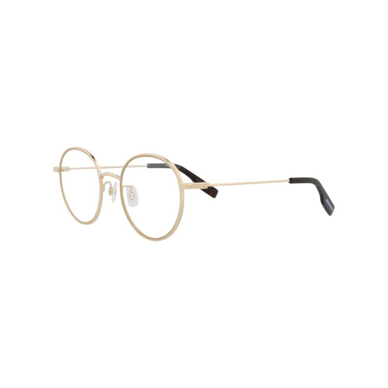 McQ Alexander McQueen Round-Frame Metal Optical Frames, Transparent Lens, Shiny Light Gold Frame