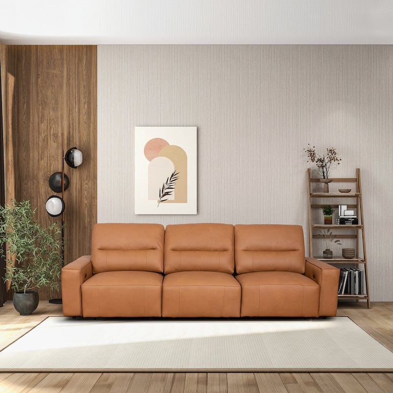 GDFStudio - Grant Top-Grain Leather Triple Power Convertible Sofa