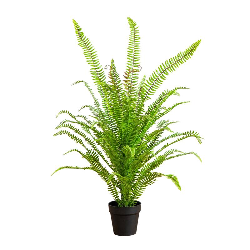 3-ft UV Resistant Artificial Boston Fern Potted Plant (Indoor/Outdoor) - Green