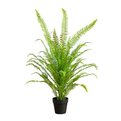 3-ft UV Resistant Artificial Boston Fern Potted Plant (Indoor/Outdoor) - Green