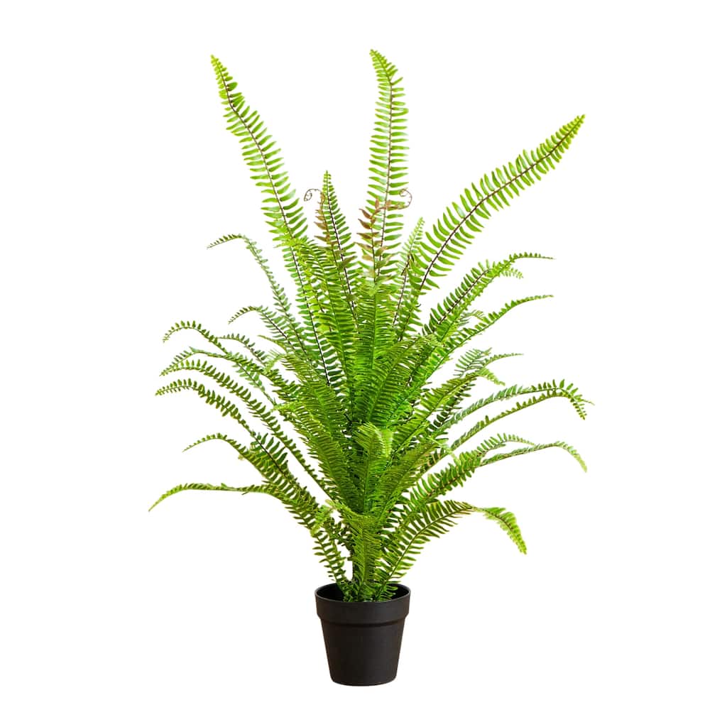 3-ft UV Resistant Artificial Boston Fern Potted Plant (Indoor/Outdoor) - Green
