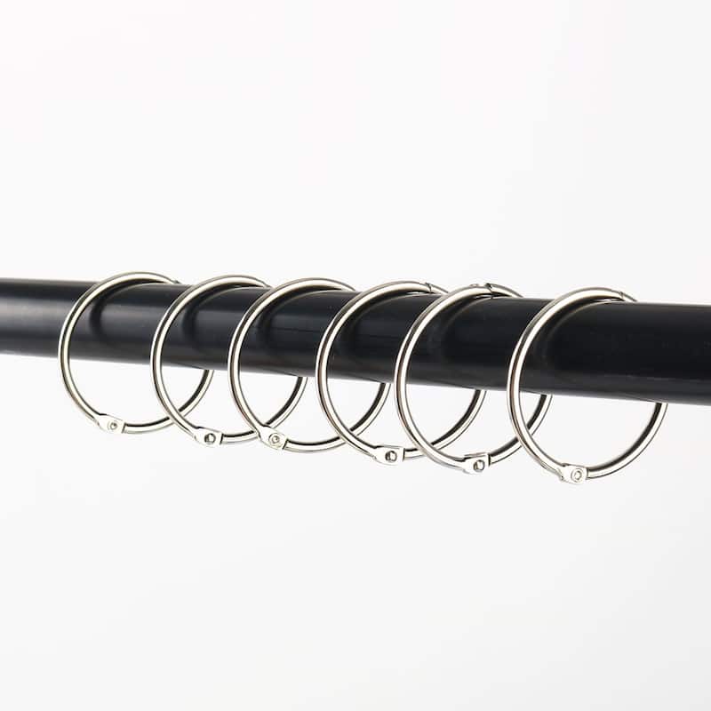 Metal 1.5" Shower Curtain Hook Rolling Hooks Clip Bathroom Decorative 10pcs - Silver Tone