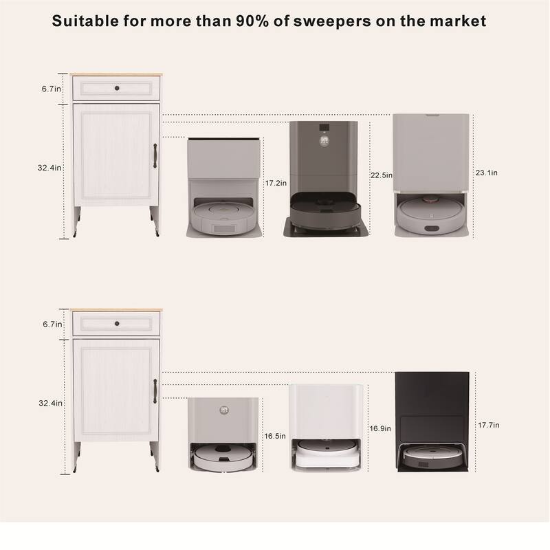 Antique White 39.37 in. H Accent Cabinet with 1 Drawer