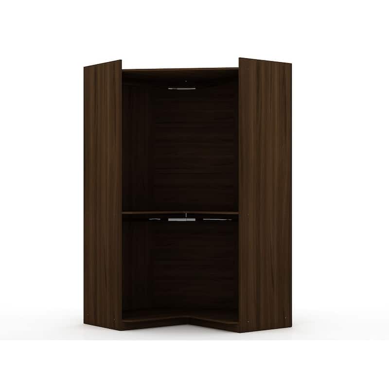 Mulberry Modern Open Corner Closet with 2 Hanging Rods