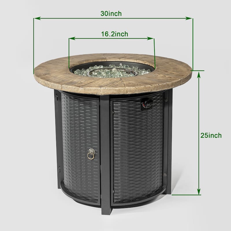 30 in. W x 30 in. D x 24.4 in. H Round Propane Gas Burning Outdoor Fire Pit in Black