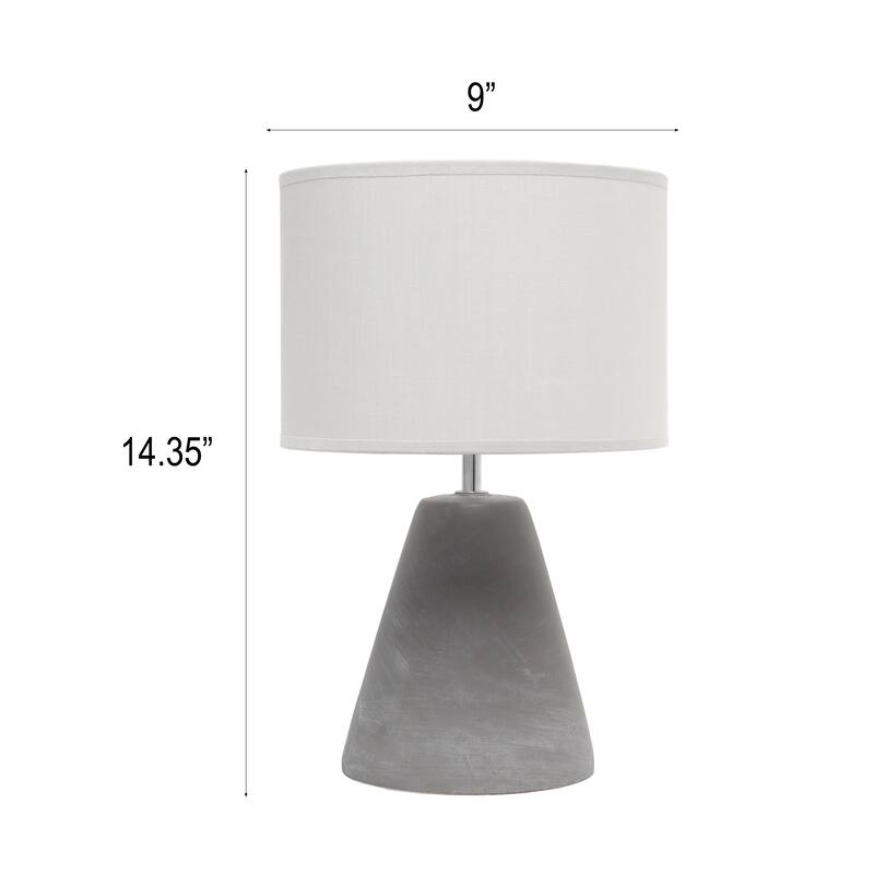 14.37" Organic Modern Tapered Concrete Table Lamp, For Living Room, Entryway, Bedroom, Stylish Accent Lighting, Black Shade