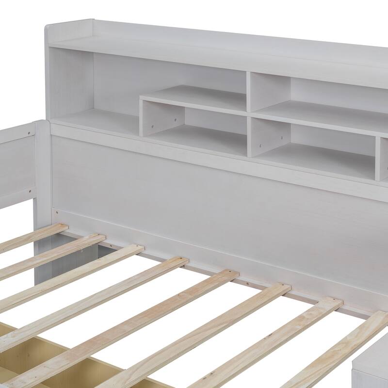 Bed with Two Storage Drawers and Study Desk