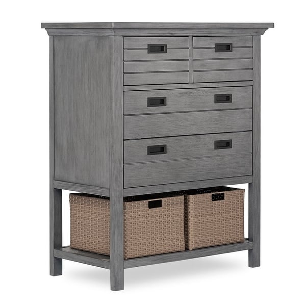 slide 2 of 8, Evolur Waverly Tall Chest with Baskets, Rustic Grey Rustic Grey