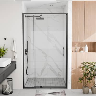Modland 38-42"x71'' Adjustable Pivot Shower Door - Auto-Lift Hinge, Magnetic Seal, 5 Finishes for Uneven Walls - 42''x 71''
