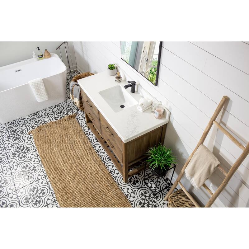 Willow Collections 48 in. W x 22 in. D Parker Solid Teak Single Sink Bathroom Vanity with Countertop